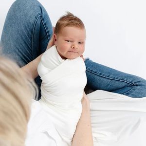 Lou Lou & Company Finley White Swaddle Blanket